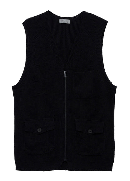PARALLELED HALF CARDIGAN POCKET DETAIL ZIP VEST