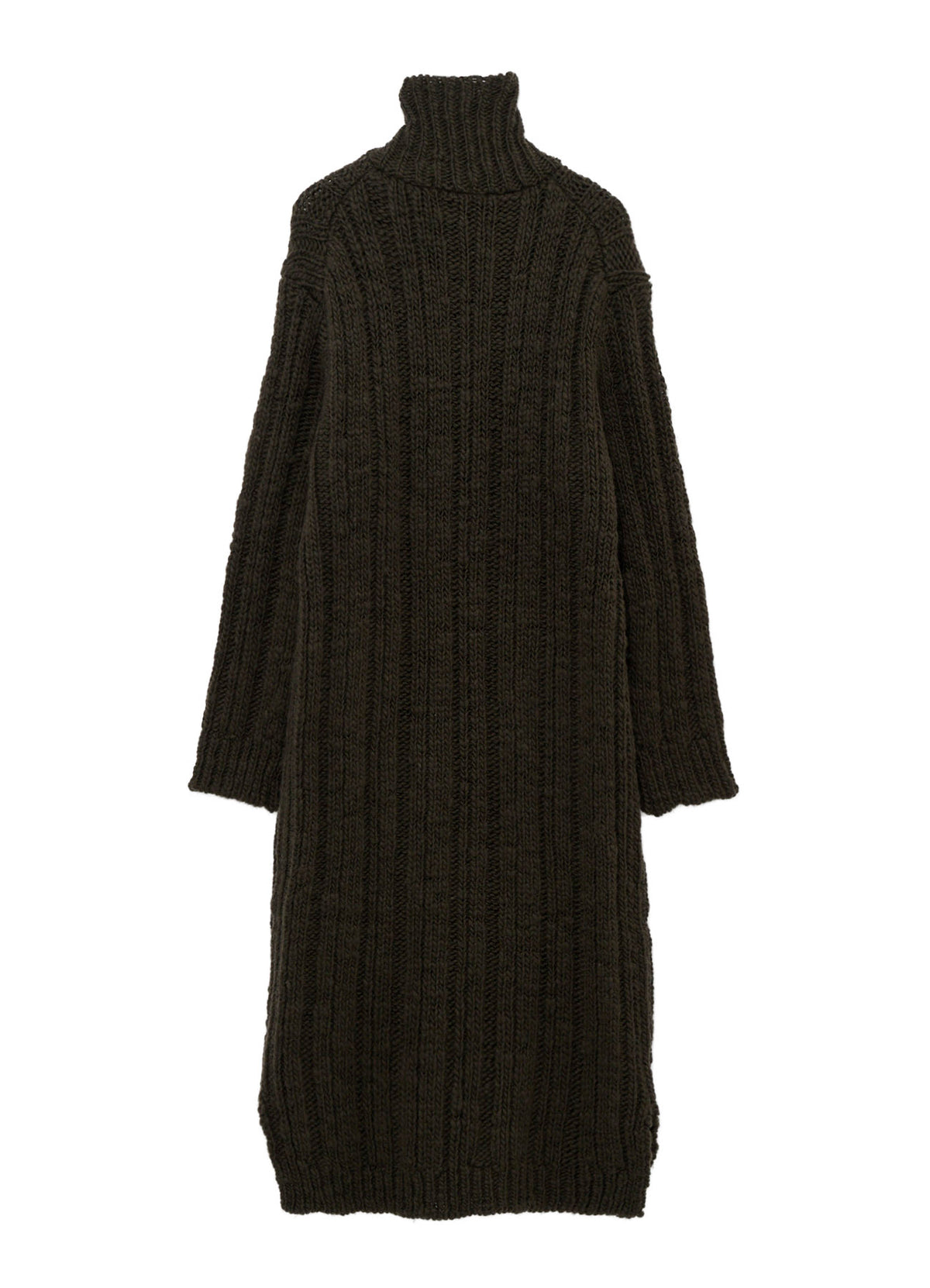 3G 1PLY RANDOM RIB HIGH NECK LONG CARDIGAN