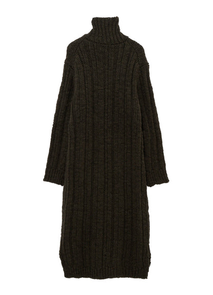 3G 1PLY RANDOM RIB HIGH NECK LONG CARDIGAN