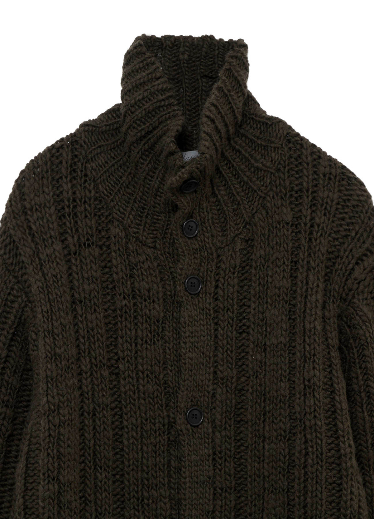 3G 1PLY RANDOM RIB HIGH NECK LONG CARDIGAN