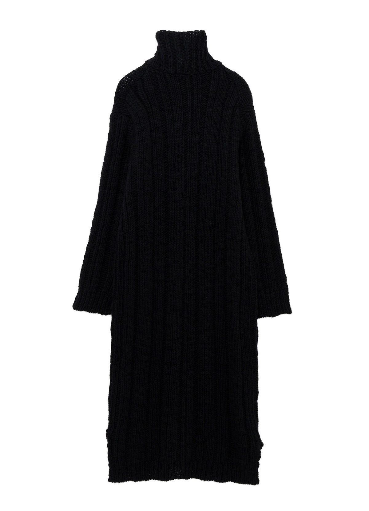 3G 1PLY RANDOM RIB HIGH NECK LONG CARDIGAN