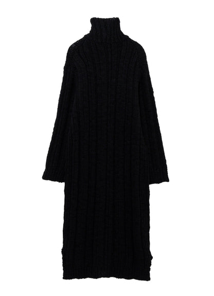 3G 1PLY RANDOM RIB HIGH NECK LONG CARDIGAN
