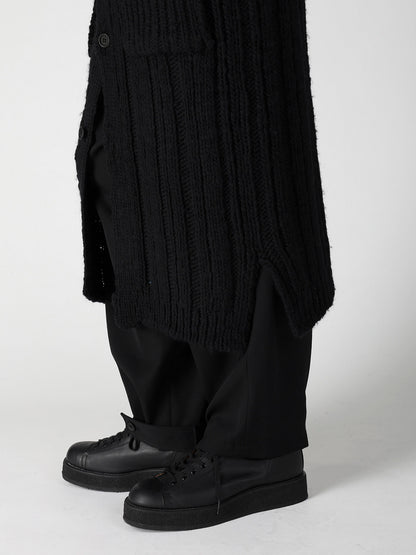3G 1PLY RANDOM RIB HIGH NECK LONG CARDIGAN