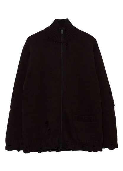 5G 3PLY SINGLE JERSEY  HIGH NECK ZIP CARDIGAN