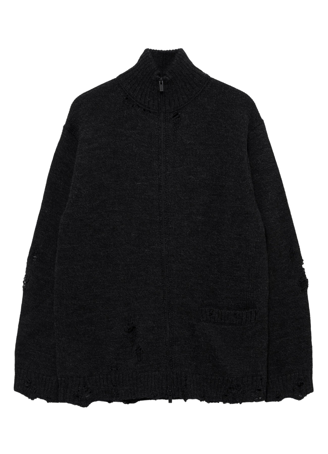 5G 3PLY SINGLE JERSEY  HIGH NECK ZIP CARDIGAN