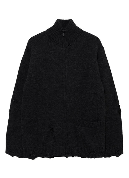 5G 3PLY SINGLE JERSEY  HIGH NECK ZIP CARDIGAN