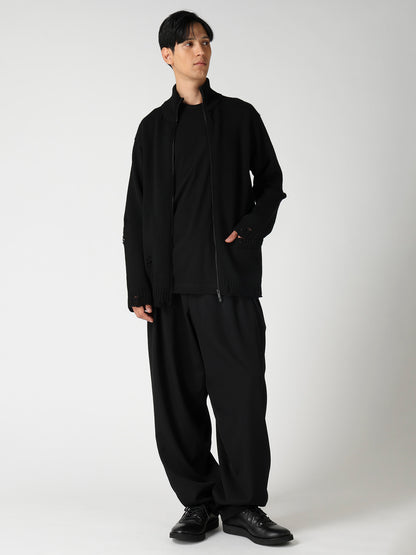 5G 3PLY SINGLE JERSEY  HIGH NECK ZIP CARDIGAN