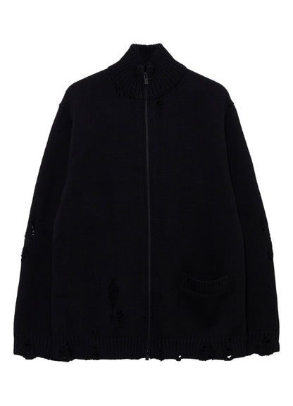 5G 3PLY SINGLE JERSEY  HIGH NECK ZIP CARDIGAN