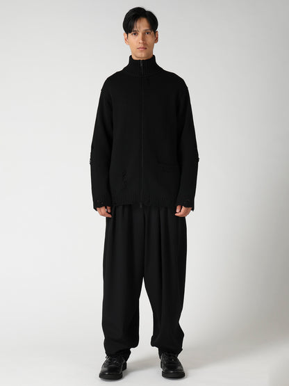 5G 3PLY SINGLE JERSEY  HIGH NECK ZIP CARDIGAN