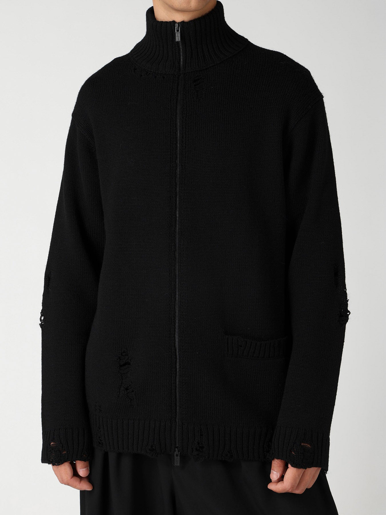 5G 3PLY SINGLE JERSEY  HIGH NECK ZIP CARDIGAN