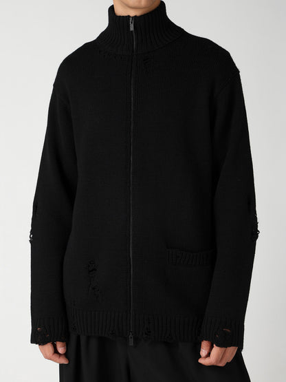 5G 3PLY SINGLE JERSEY  HIGH NECK ZIP CARDIGAN