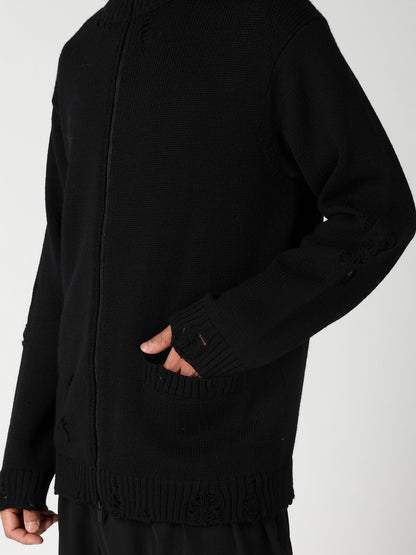 5G 3PLY SINGLE JERSEY  HIGH NECK ZIP CARDIGAN