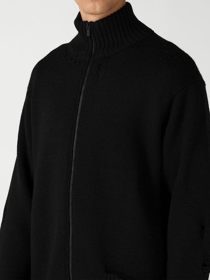 5G 3PLY SINGLE JERSEY  HIGH NECK ZIP CARDIGAN