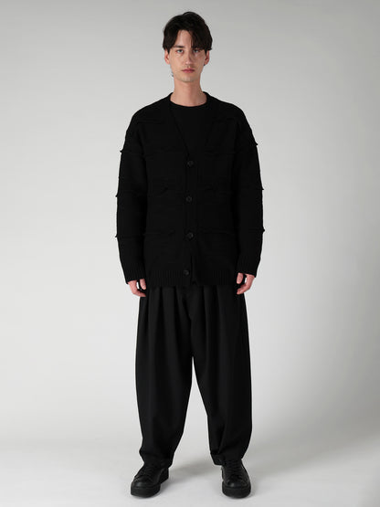 5G 1PLY RELIEF KNIT V NECK CARDIGAN