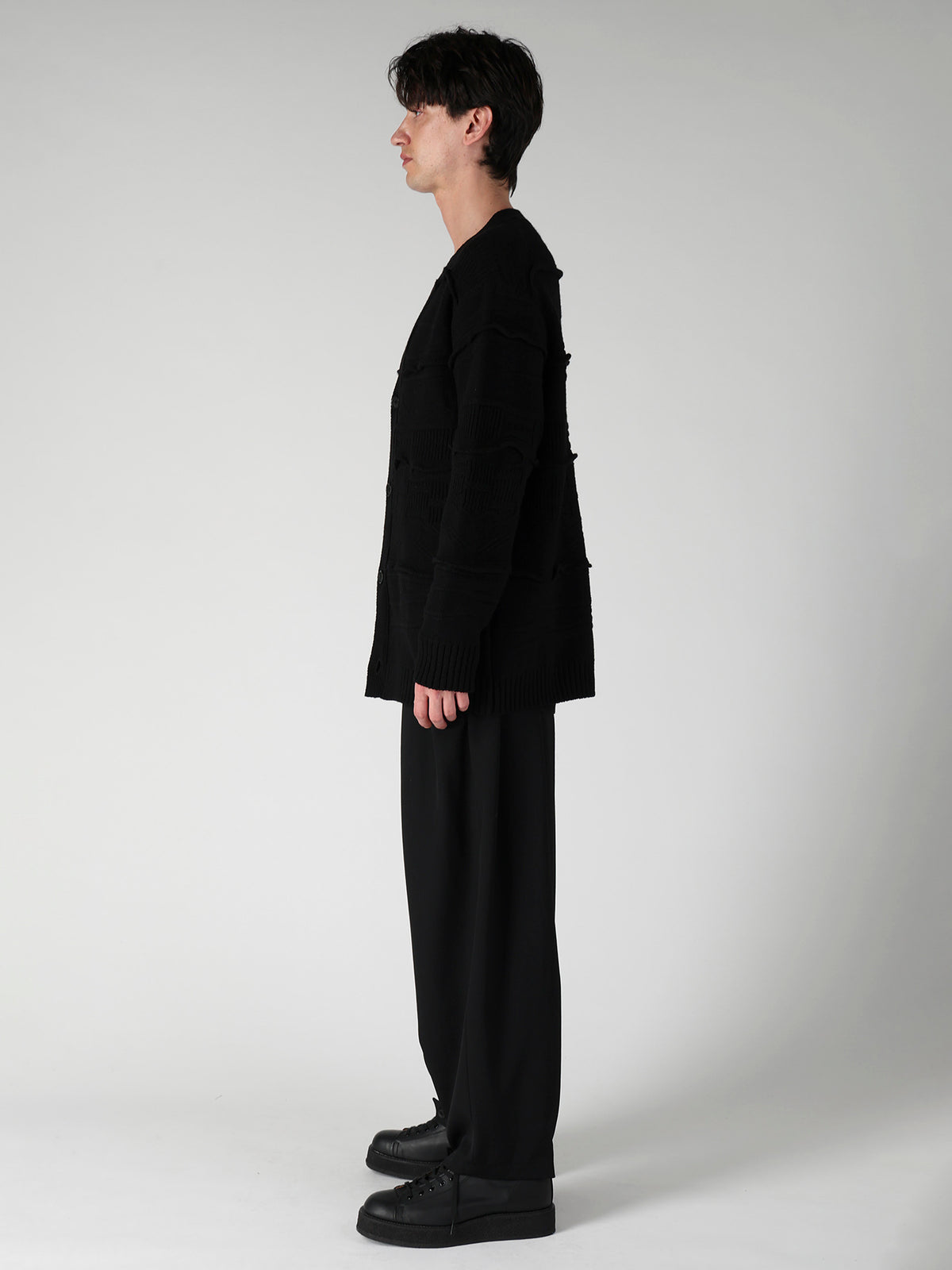 5G 1PLY RELIEF KNIT V NECK CARDIGAN