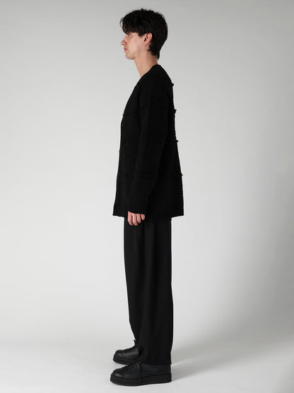 5G 1PLY RELIEF KNIT V NECK CARDIGAN
