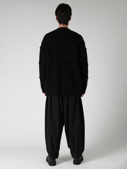 5G 1PLY RELIEF KNIT V NECK CARDIGAN