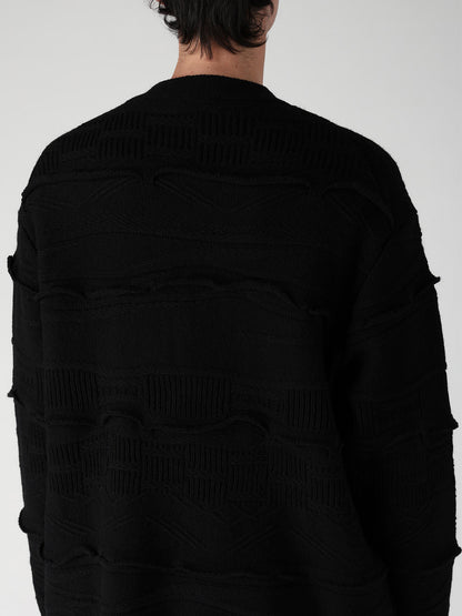 5G 1PLY RELIEF KNIT V NECK CARDIGAN
