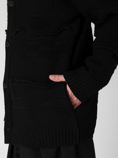 5G 1PLY RELIEF KNIT V NECK CARDIGAN