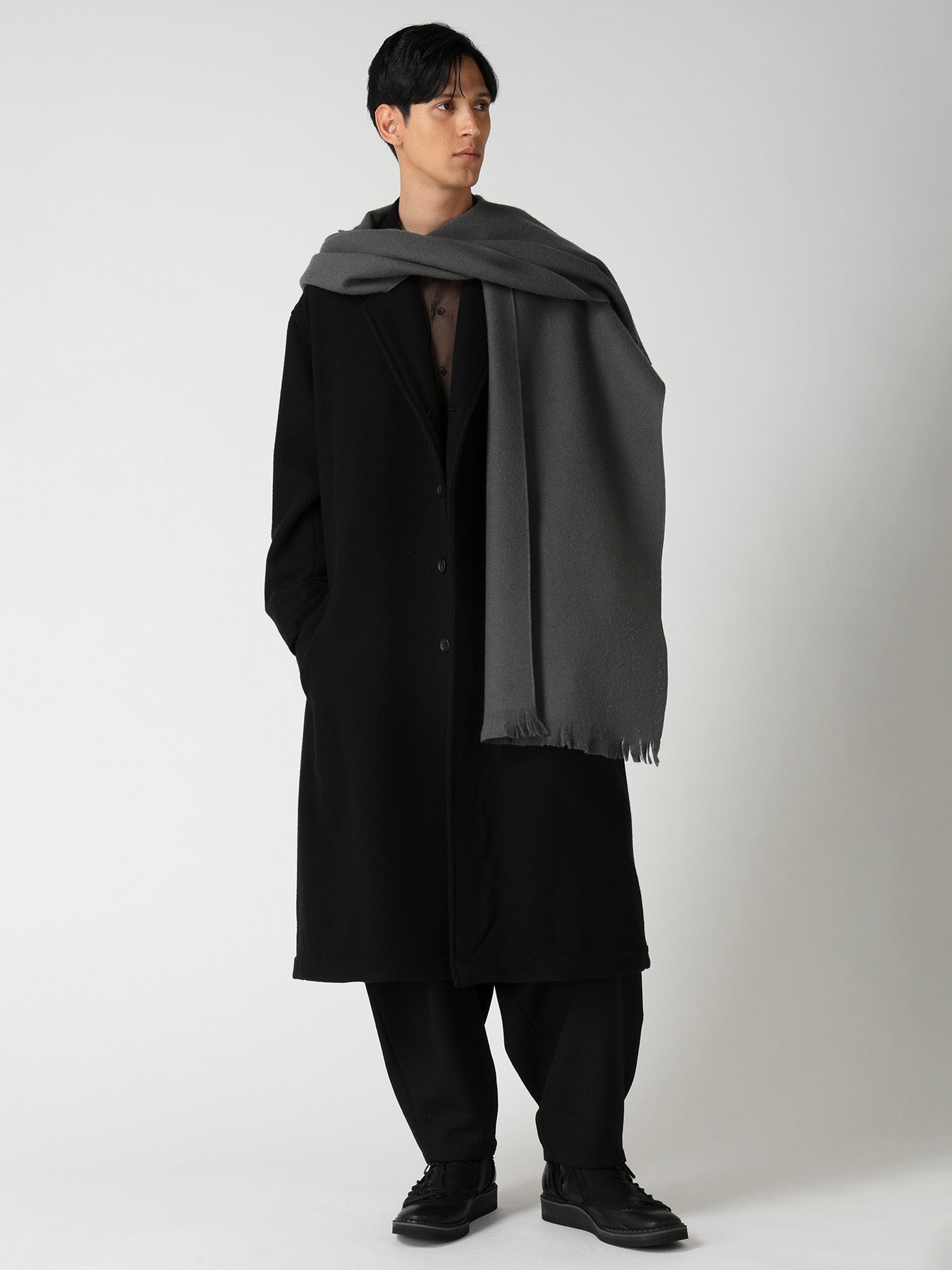 MILLED WOOL HOOD STOLE – THE SHOP YOHJI YAMAMOTO