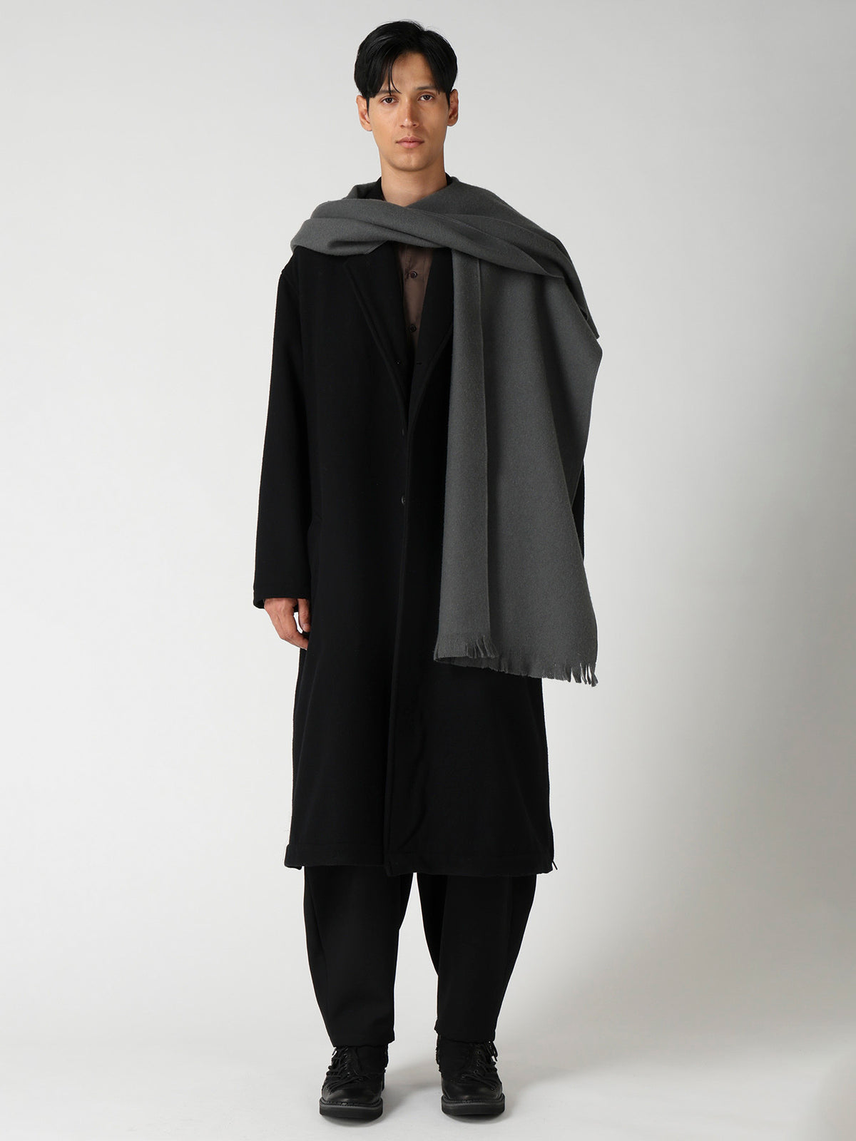 MILLED WOOL HOOD STOLE