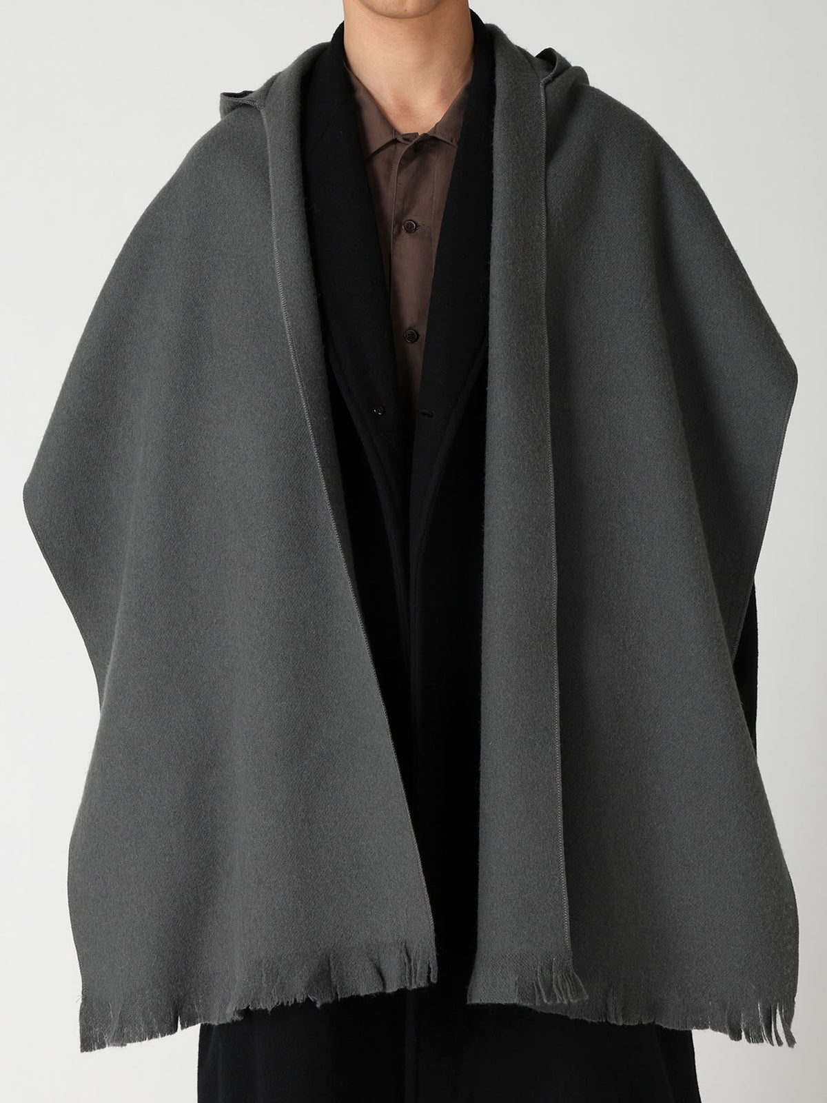 MILLED WOOL HOOD STOLE