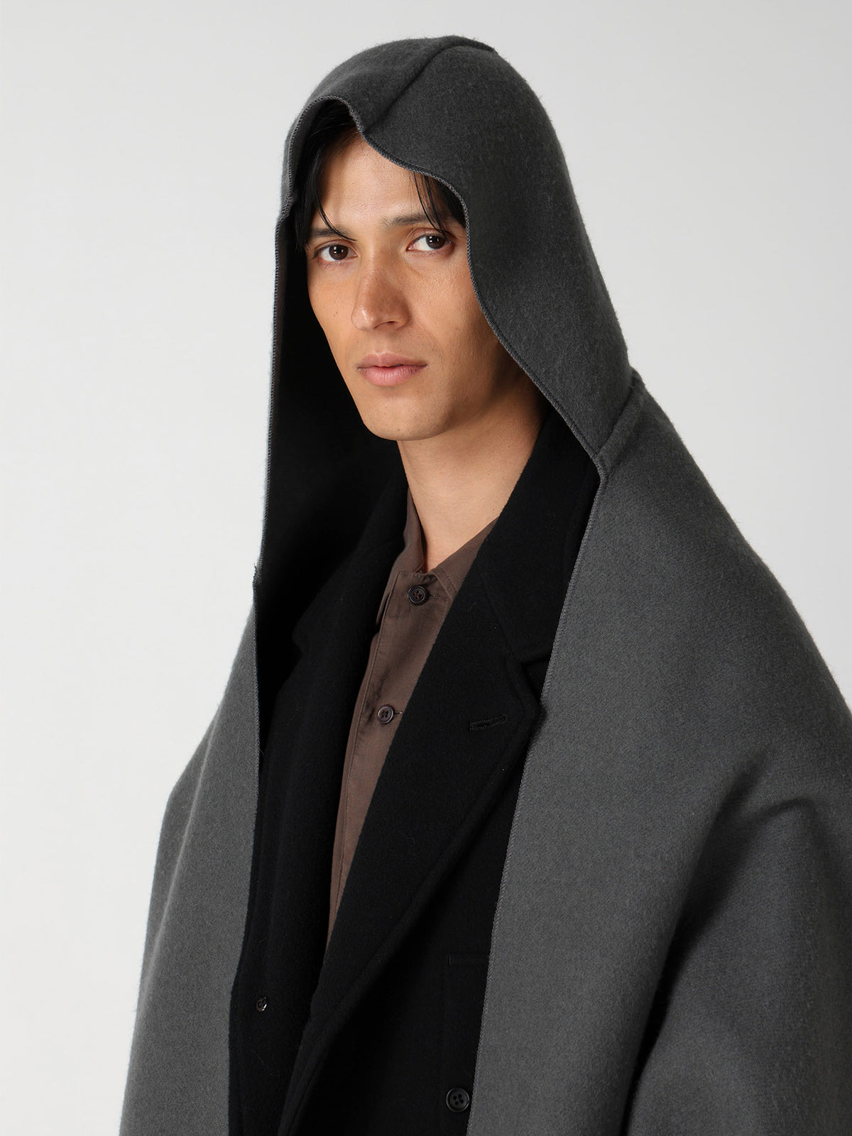 MILLED WOOL HOOD STOLE
