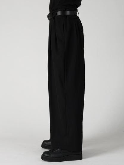 WOOL GABARDINE 12TUCKS PANTS