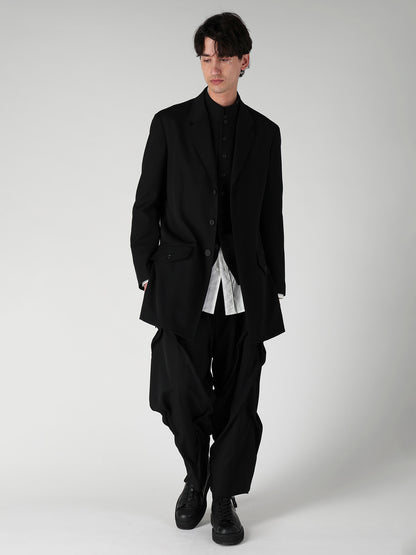 WOOL GABARDINE RANDOM TUCK PANTS