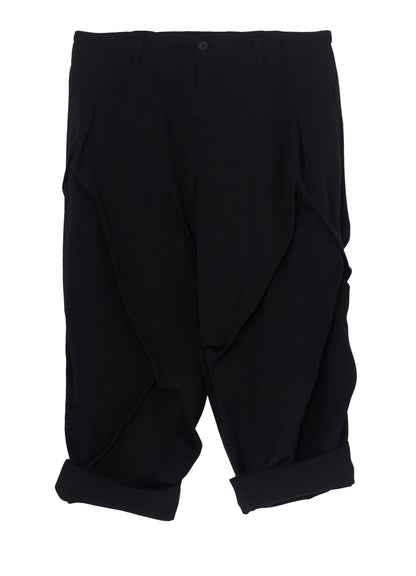WOOL GABARDINE RANDOM TUCK PANTS