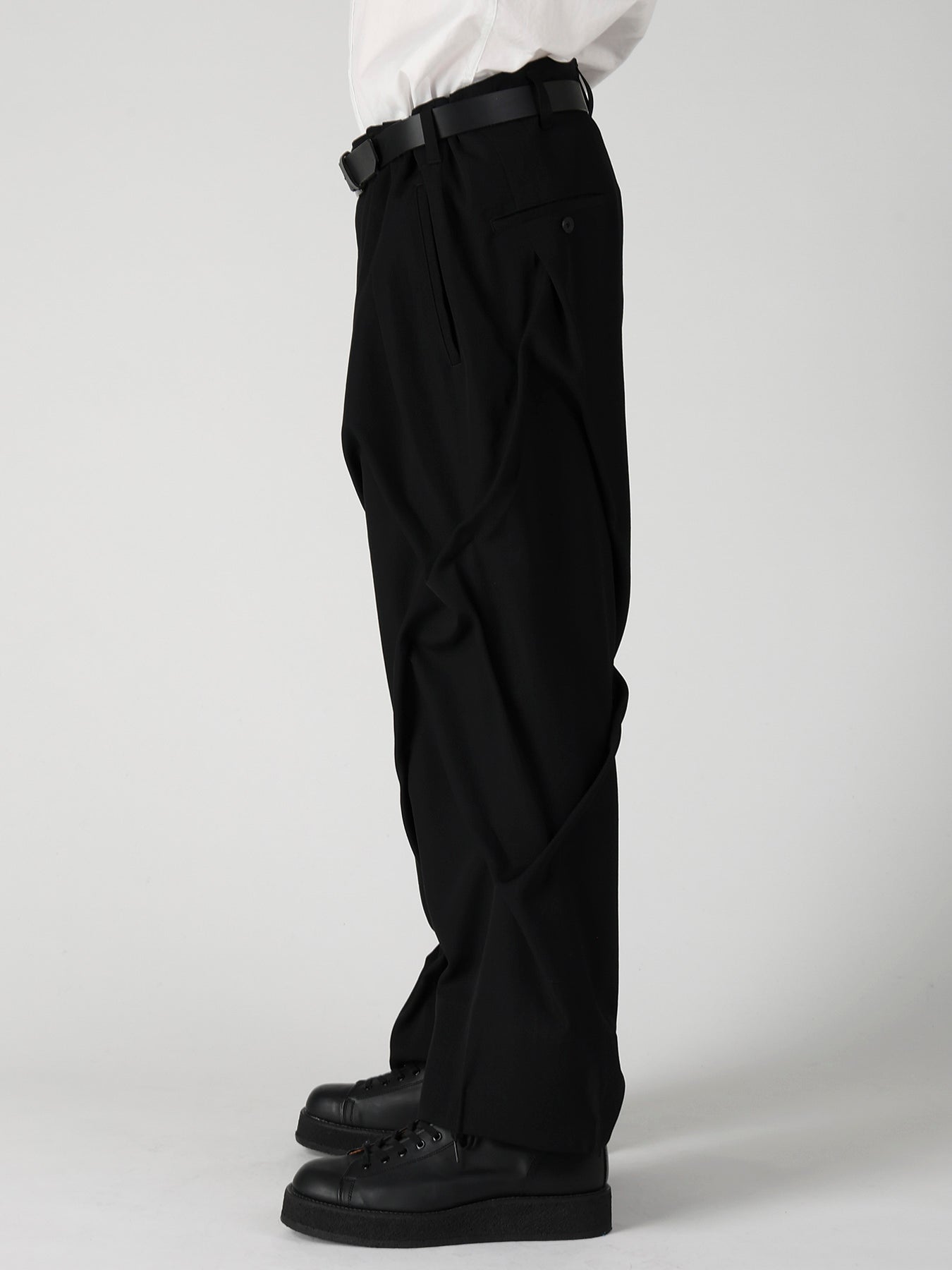 WOOL GABARDINE RANDOM TUCK PANTS – THE SHOP YOHJI YAMAMOTO