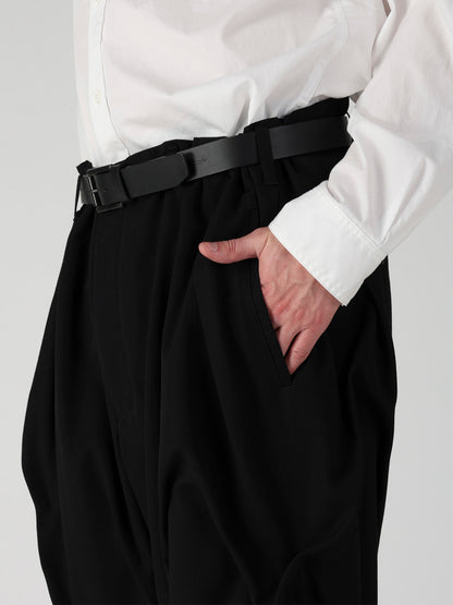 WOOL GABARDINE RANDOM TUCK PANTS