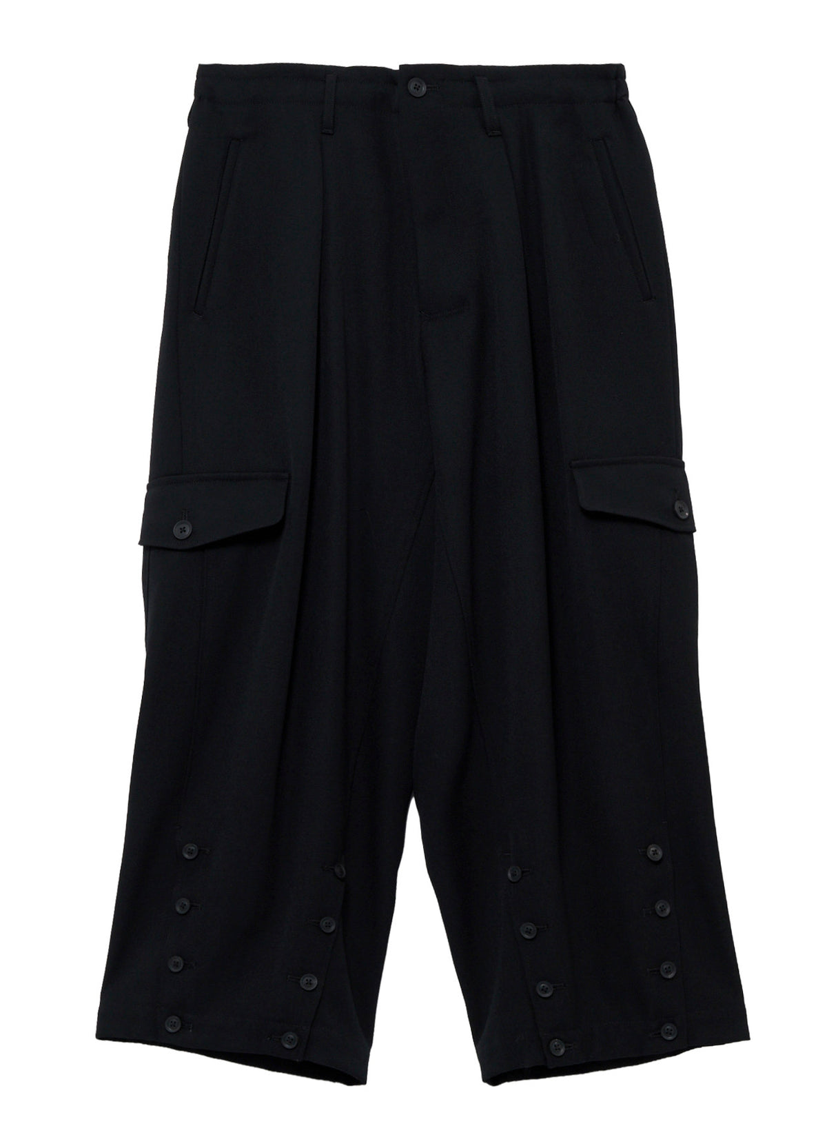 ARMY GABARDINE HEM BUTTON PANTS