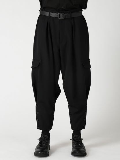 ARMY GABARDINE HEM BUTTON PANTS