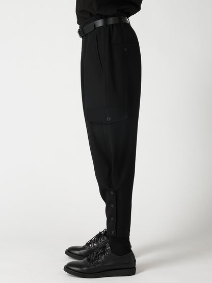 ARMY GABARDINE HEM BUTTON PANTS