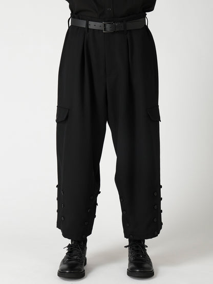 ARMY GABARDINE HEM BUTTON PANTS