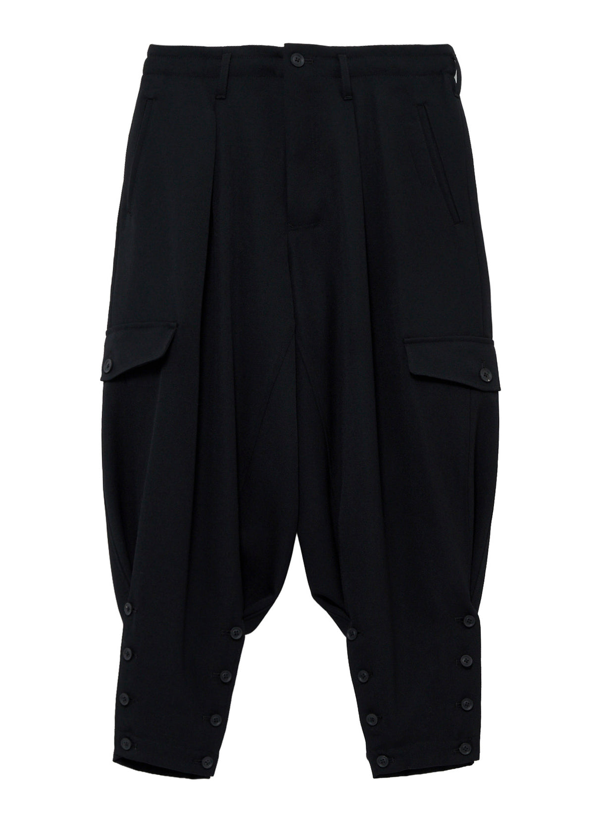 ARMY GABARDINE HEM BUTTON PANTS