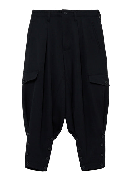 ARMY GABARDINE HEM BUTTON PANTS