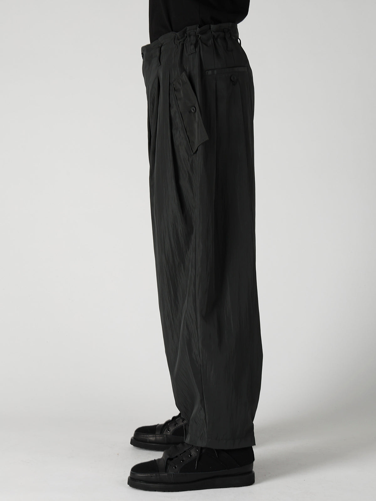 TWILL VINTAGE NY GREEN FLAP WIDE TUCK PANTS