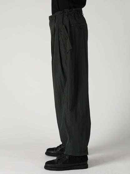 TWILL VINTAGE NY GREEN FLAP WIDE TUCK PANTS