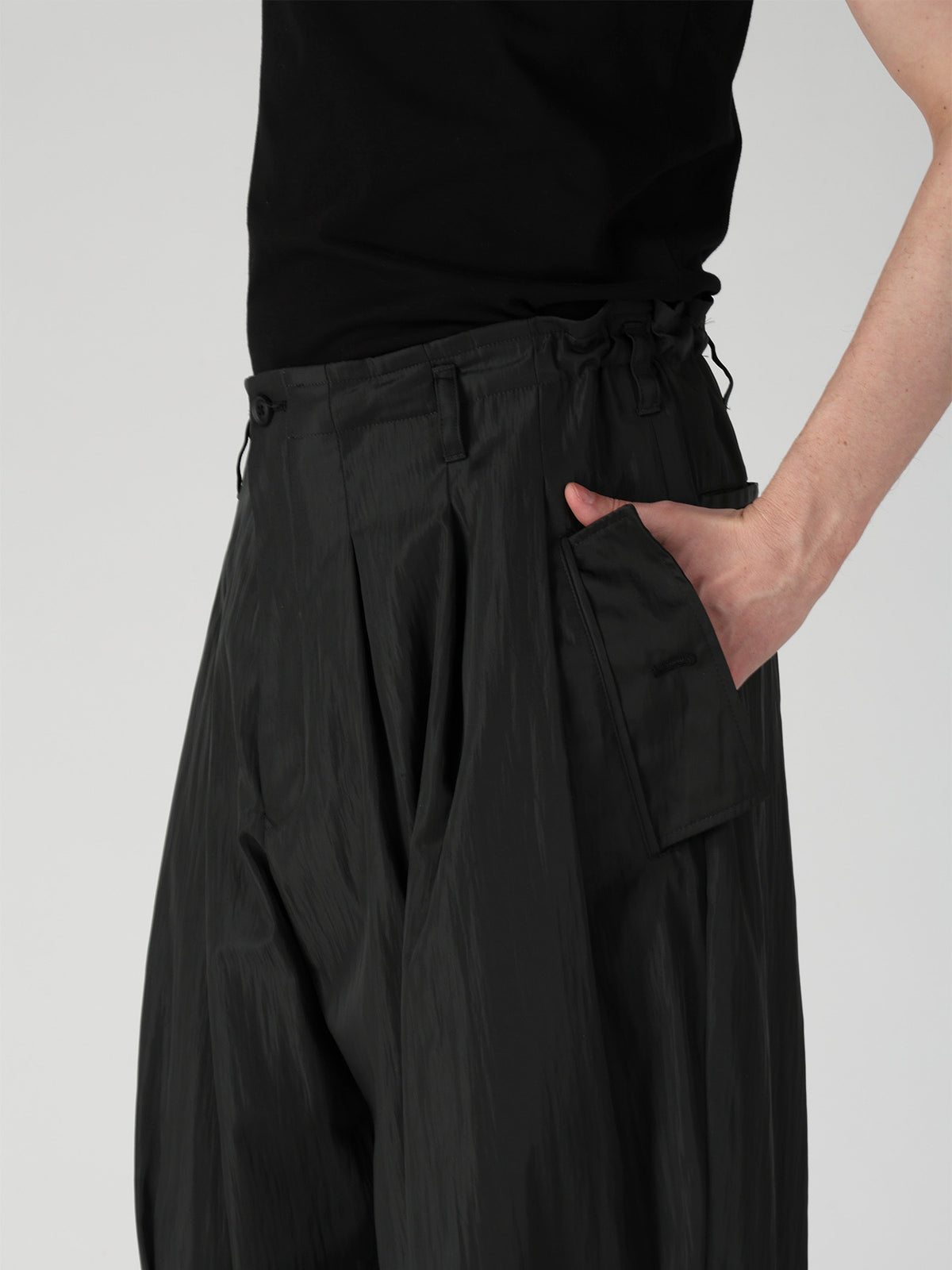 TWILL VINTAGE NY GREEN FLAP WIDE TUCK PANTS