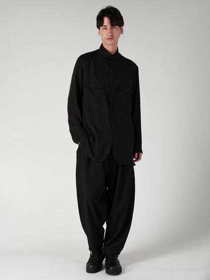 WOOL GABARDINE HIGH WAIST TUCK PANTS