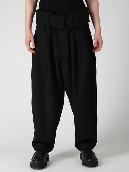 WOOL GABARDINE HIGH WAIST TUCK PANTS