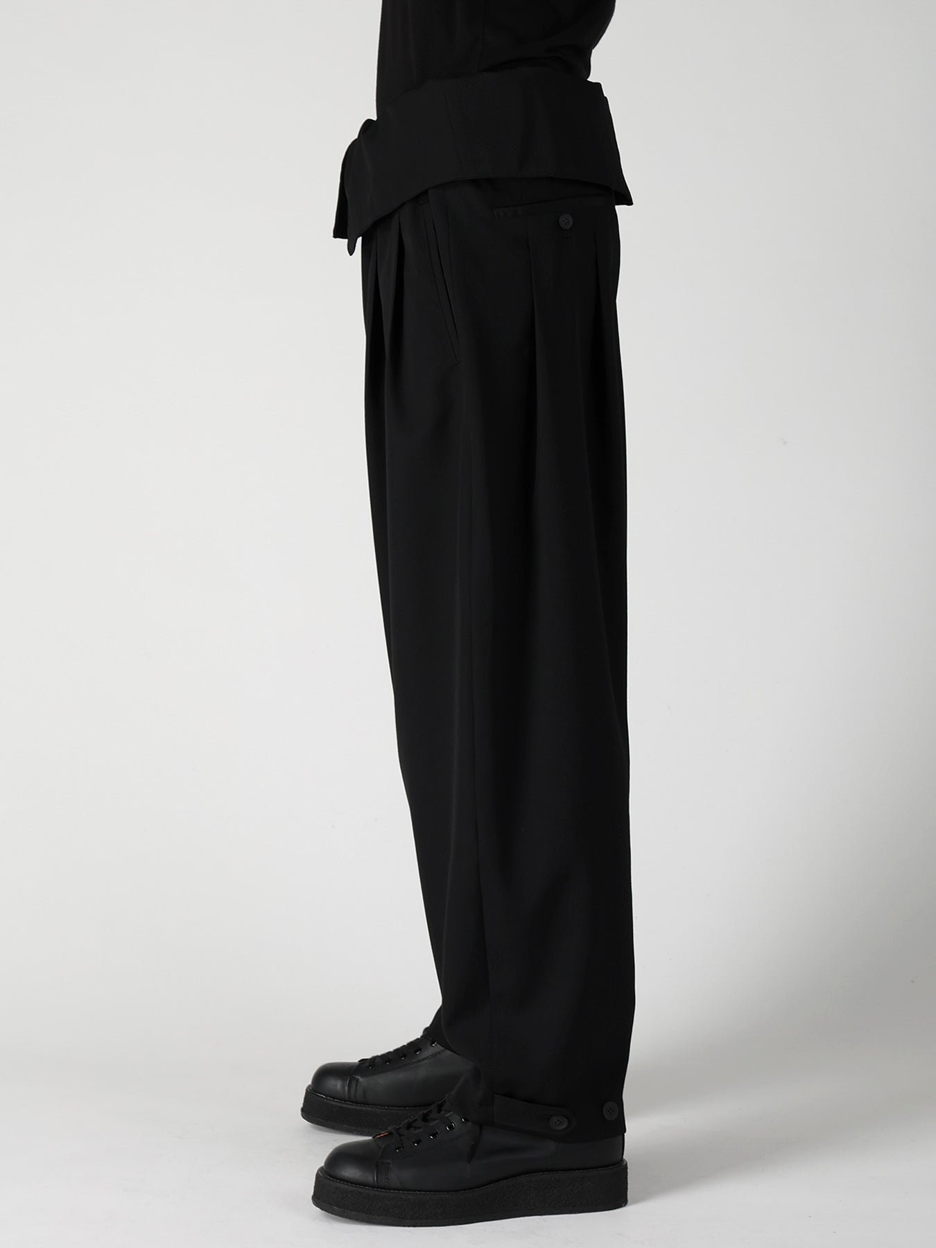WOOL GABARDINE HIGH WAIST TUCK PANTS – THE SHOP YOHJI YAMAMOTO