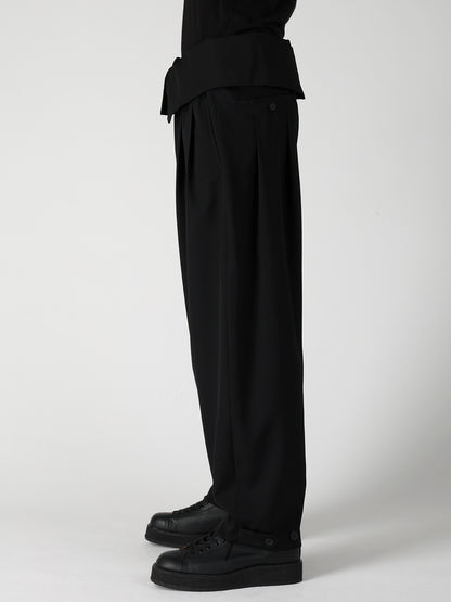WOOL GABARDINE HIGH WAIST TUCK PANTS