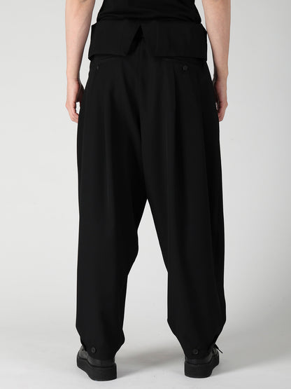 WOOL GABARDINE HIGH WAIST TUCK PANTS