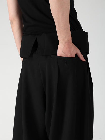 WOOL GABARDINE HIGH WAIST TUCK PANTS