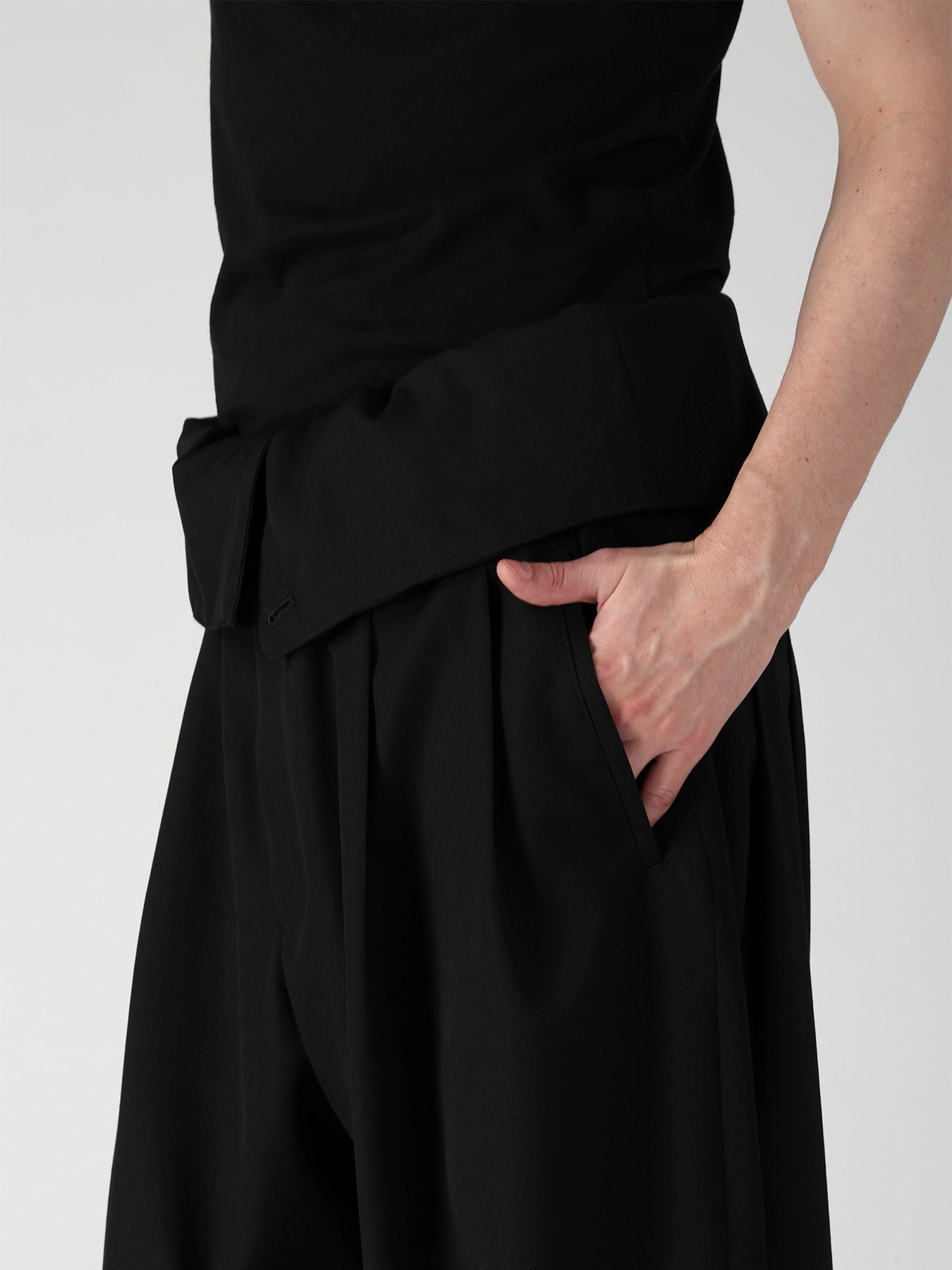 WOOL GABARDINE HIGH WAIST TUCK PANTS – THE SHOP YOHJI YAMAMOTO