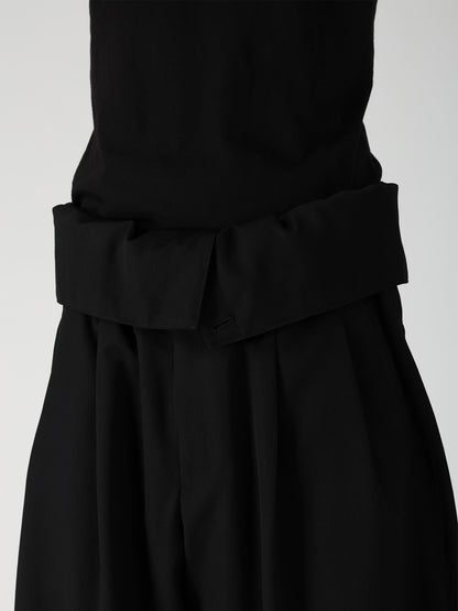 WOOL GABARDINE HIGH WAIST TUCK PANTS
