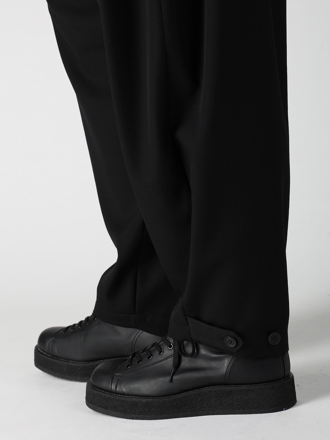 WOOL GABARDINE HIGH WAIST TUCK PANTS